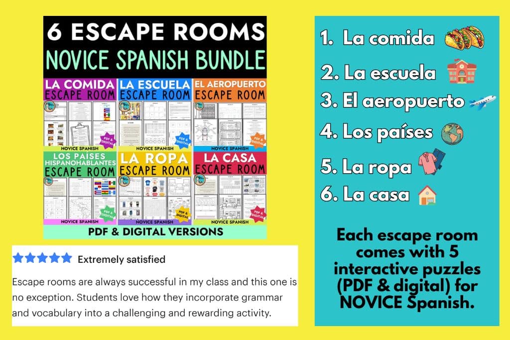 easy escape rooms spanish class