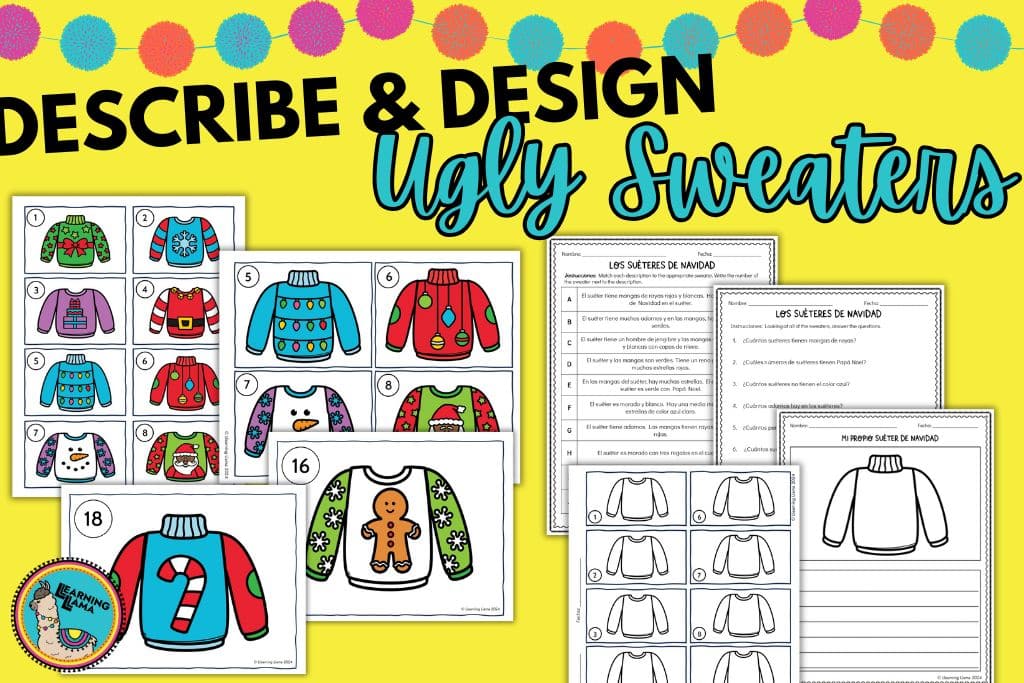 christmas sweaters activity for spanish class