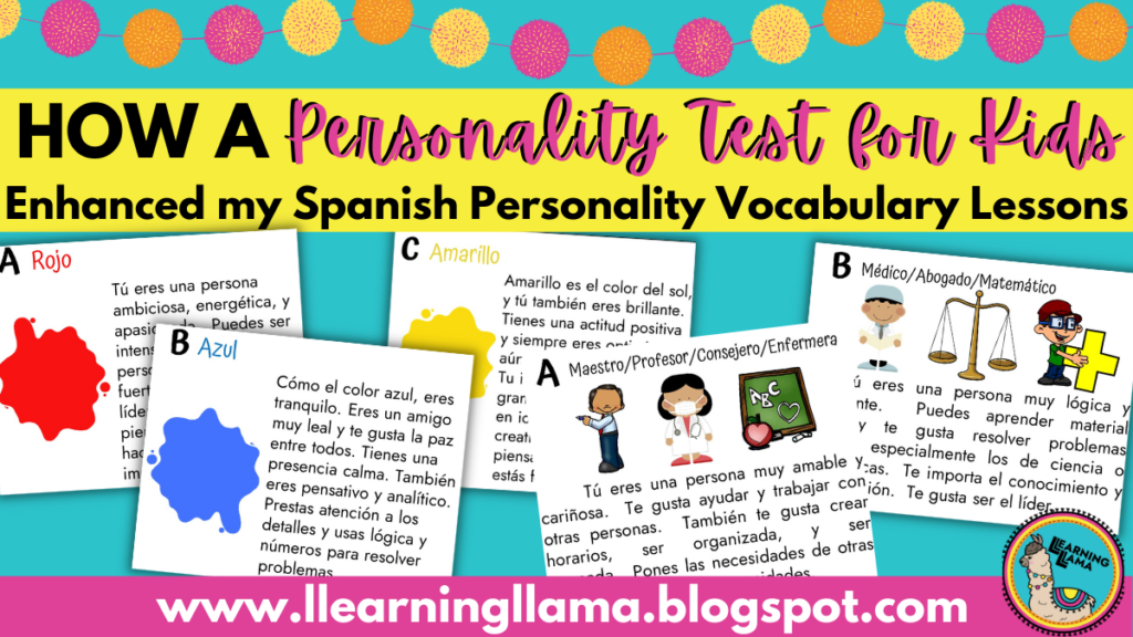 how to use a personality test for kids in spanish class