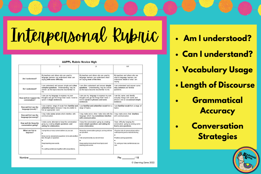 a rubric for assessing interpersonal communication