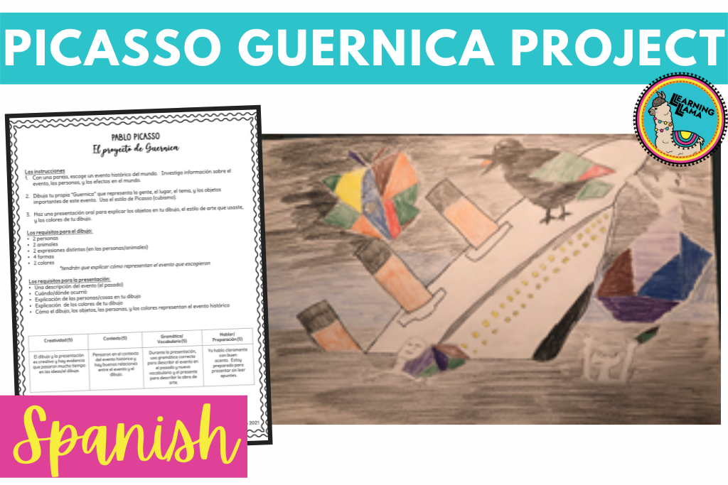 pablo picasso art project for spanish students using cubism and guernica