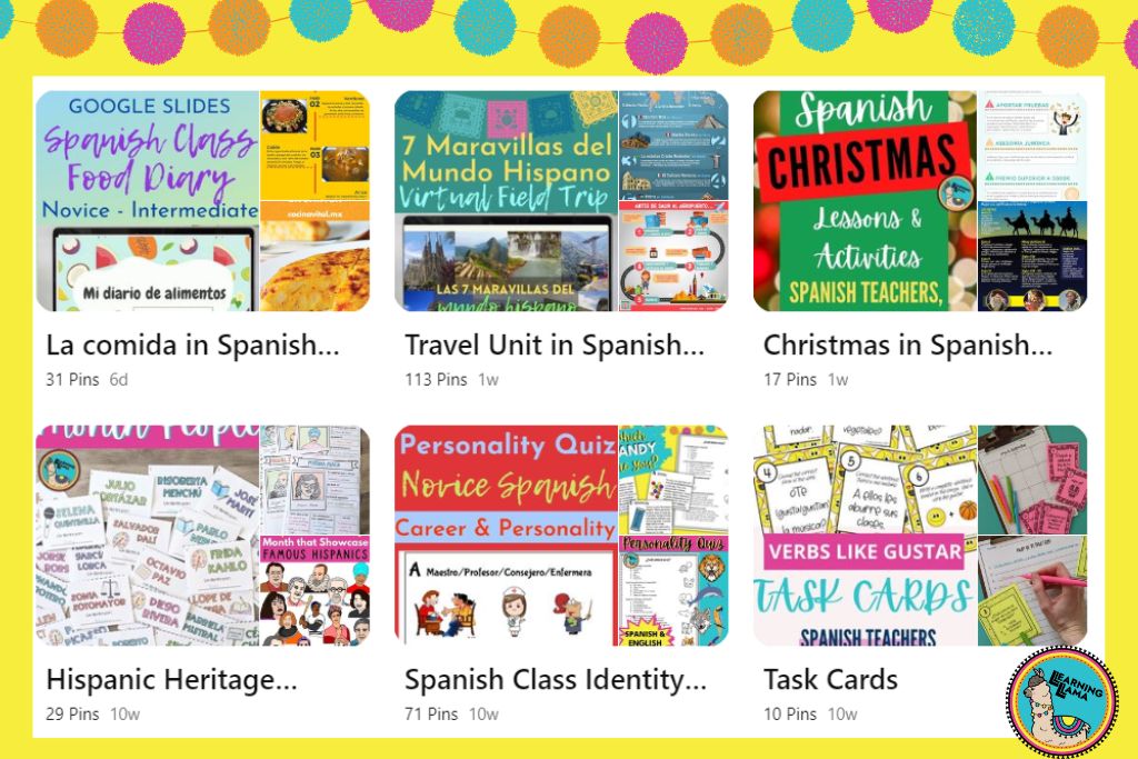 llearning llama pinterest boards for spanish resources