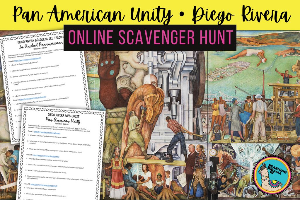 Pan American Unity by Diego Rivera a scavenger hunt for Spanish students to explore the painting in depth