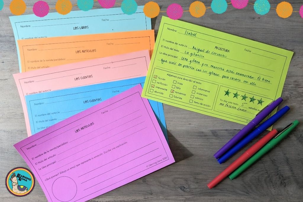 free voluntary reading cards for students to use after they read a text of their choice