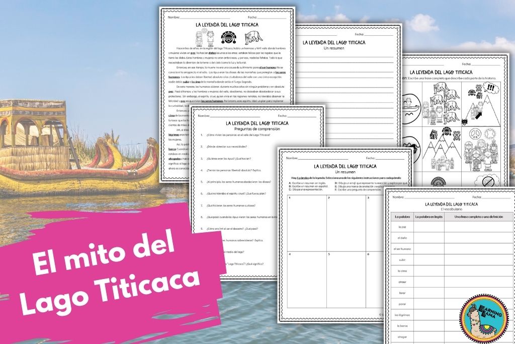 The Myth of Lake Titicaca reading and activities for spanish class