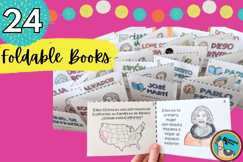 a set of 24 foldable books to teach about famous hispanics for hispanic heritage month