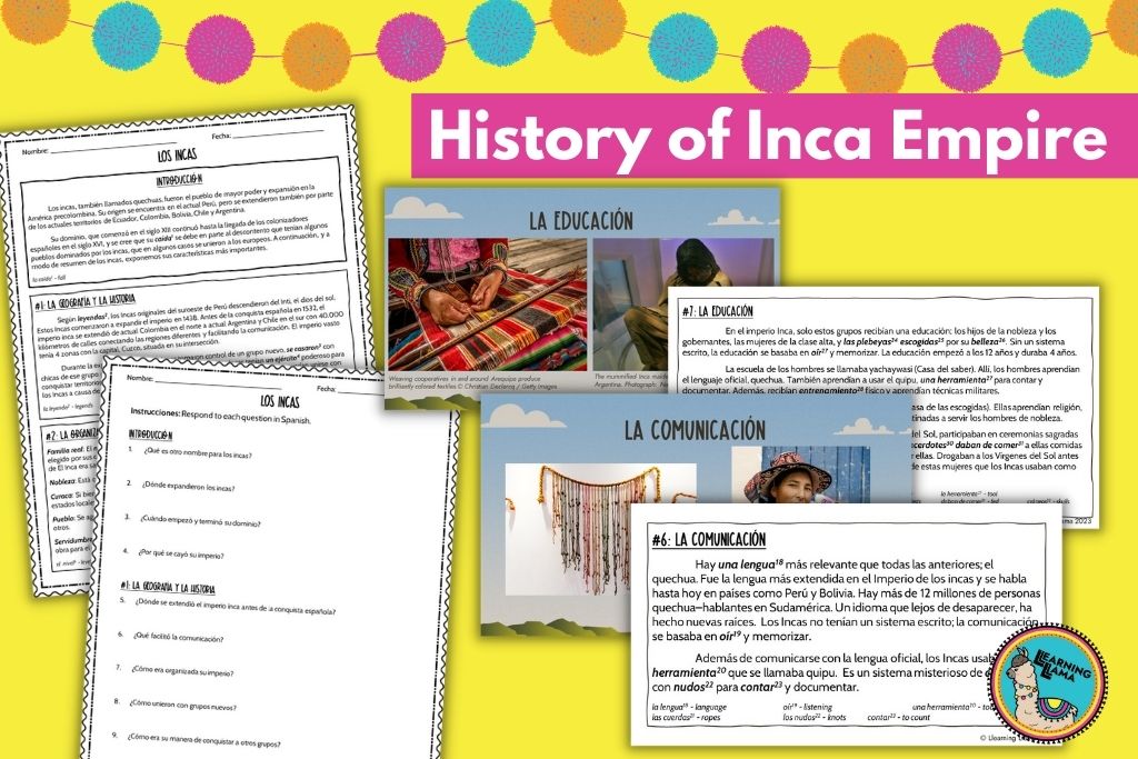 history of the inca empire readings for spanish class