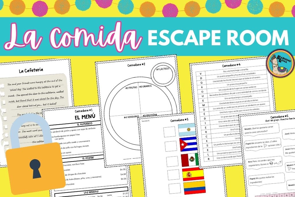 la comida spanish food escape room with 5 puzzles