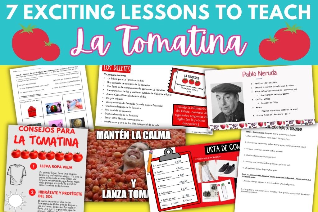 7 lessons to use to teach about la tomatina in spanish