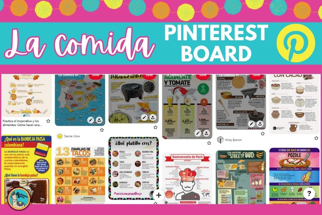 pinterest board for spanish teachers about comida in spanish class