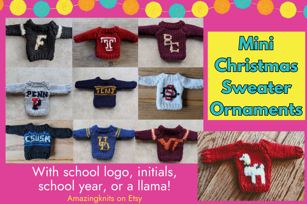 mini christmas sweater ornaments for school alumni and logos are the perfect christmas teacher gifts