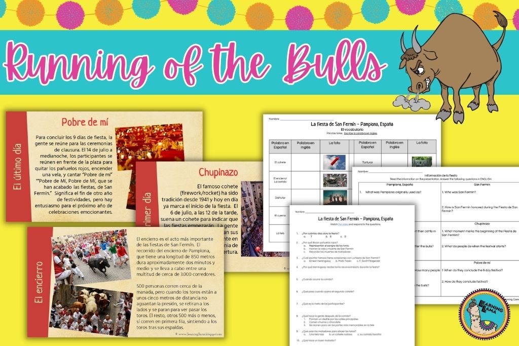 running of the bulls lessons for spanish class