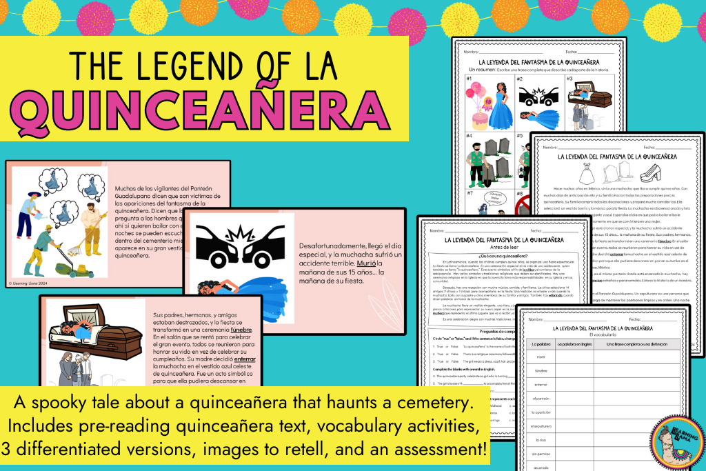 the legend of the quinceanera story with activities for spanish class