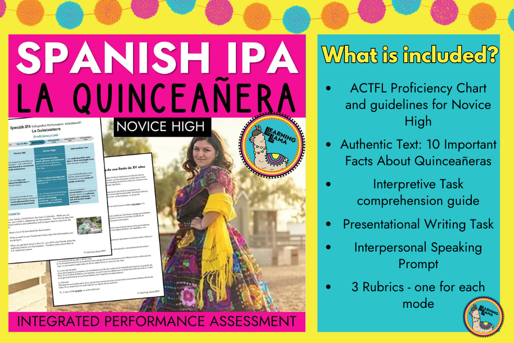 spanish integrated performance assessment about quinceaneras