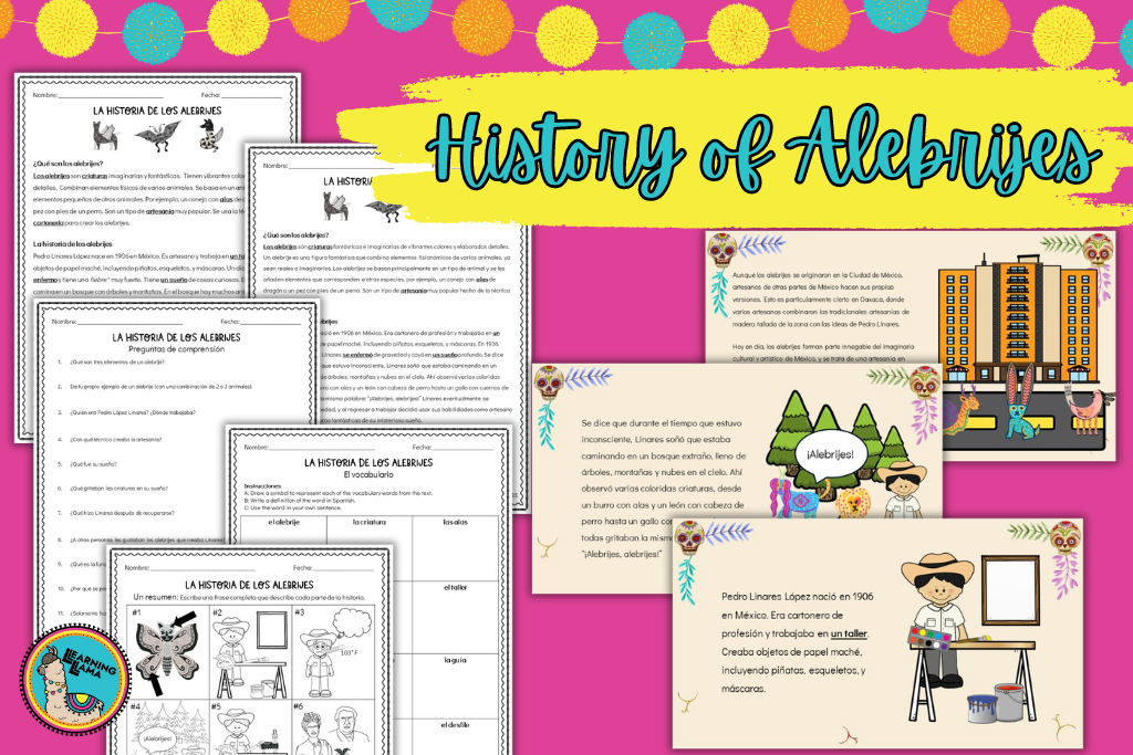 read about the history of alebrijes with these differentiated texts, comprehension questions, and activities