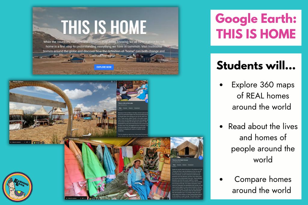 students use google earth tour called this is home to explore homes around the world