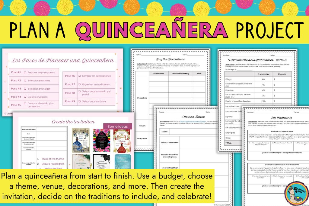 a nine step project to plan a quinceanera with spanish students