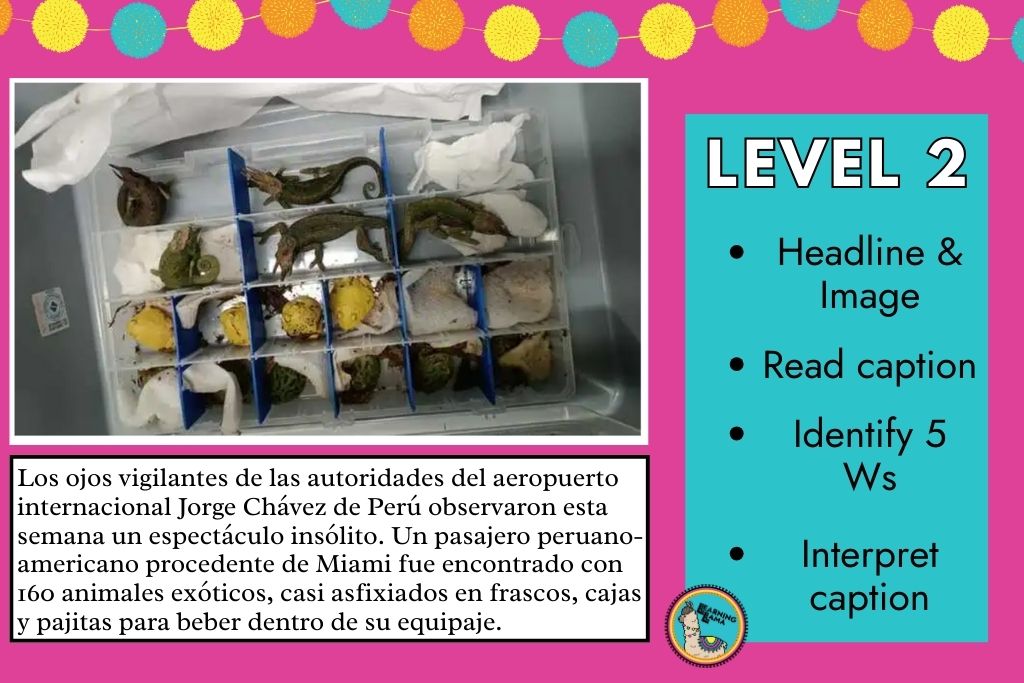 how spanish 2 students can read the headline and photo caption of a news article