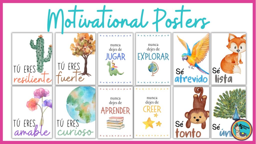 motivational posters in spanish for baby nursery or kids playroom