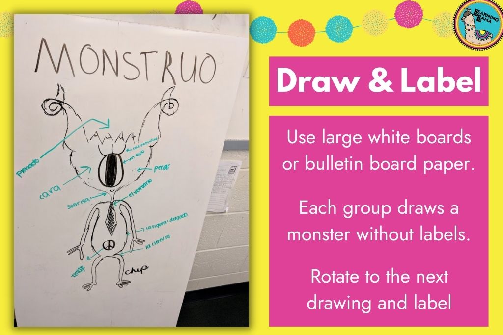 draw and label a a monster in spanish