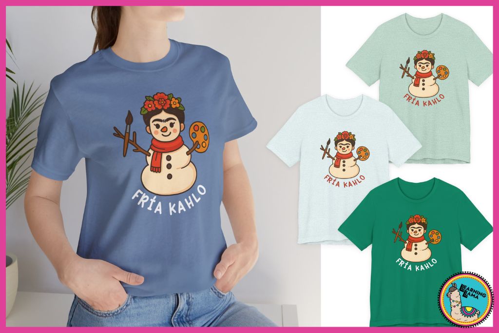 frida kahlo snowman shirt for christmas and holiday season christmas pun 