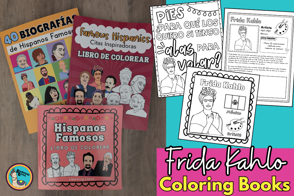 frida kahlo coloring books and frida kahlo workbooks for learning spanish and as a gift for mindfulness