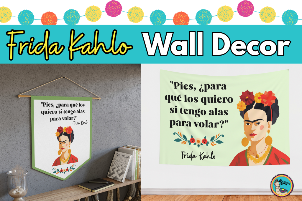 frida kahlo wall decor tapestries and pennants with the saying pies para que los quiero si tengo alas para volar quote
