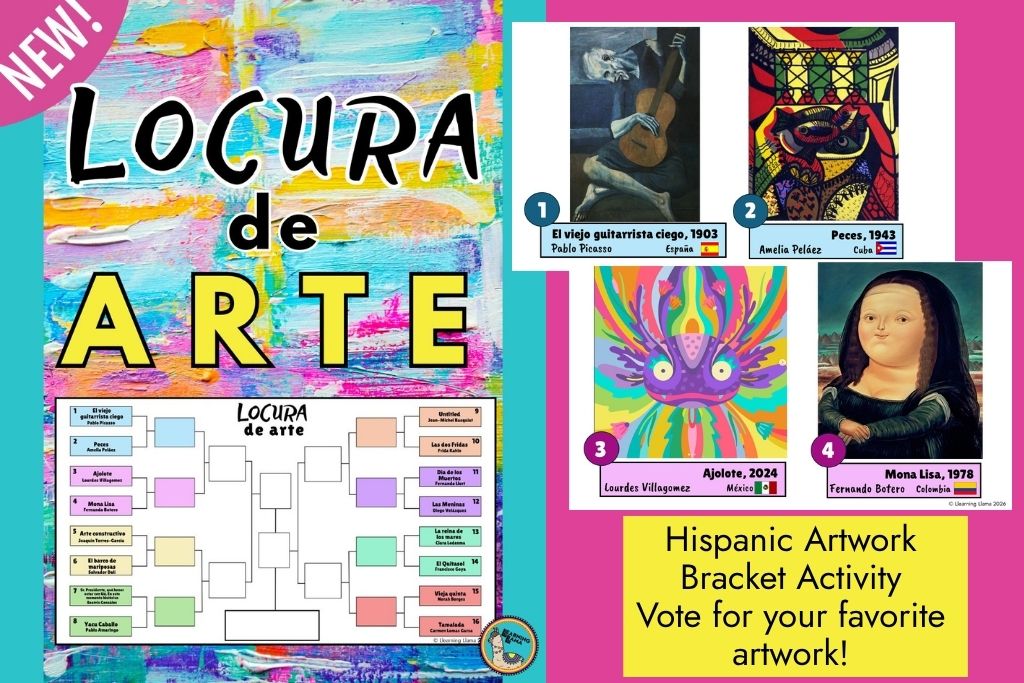 hispanic art bracket activity to compare famous hispanic artwork in spanish