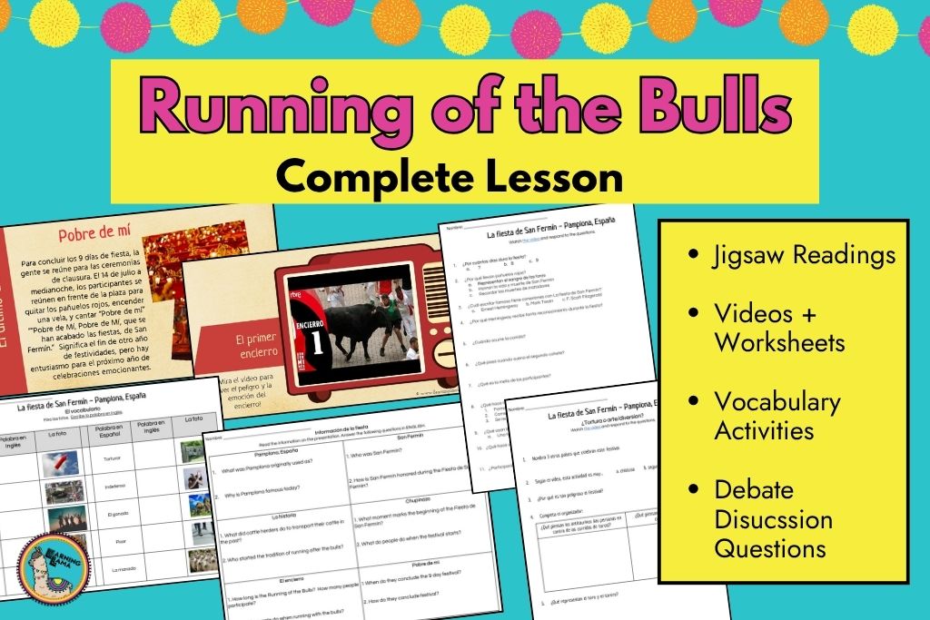 running of the bulls in pamplona spain complete lesson for spanish teachers