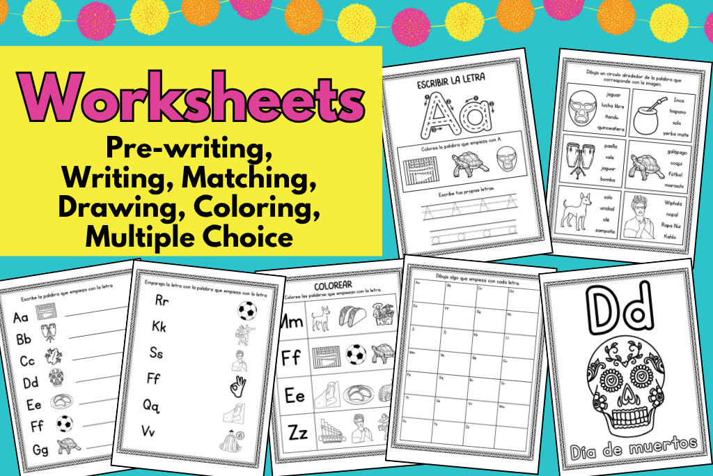 worksheets to teach abcs in spanish to preschool or elementary students