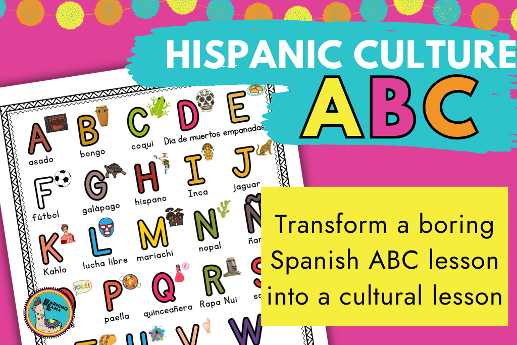 Hispanic culture version of the Spanish abcs to transform a boring lesson into a cultural lesson